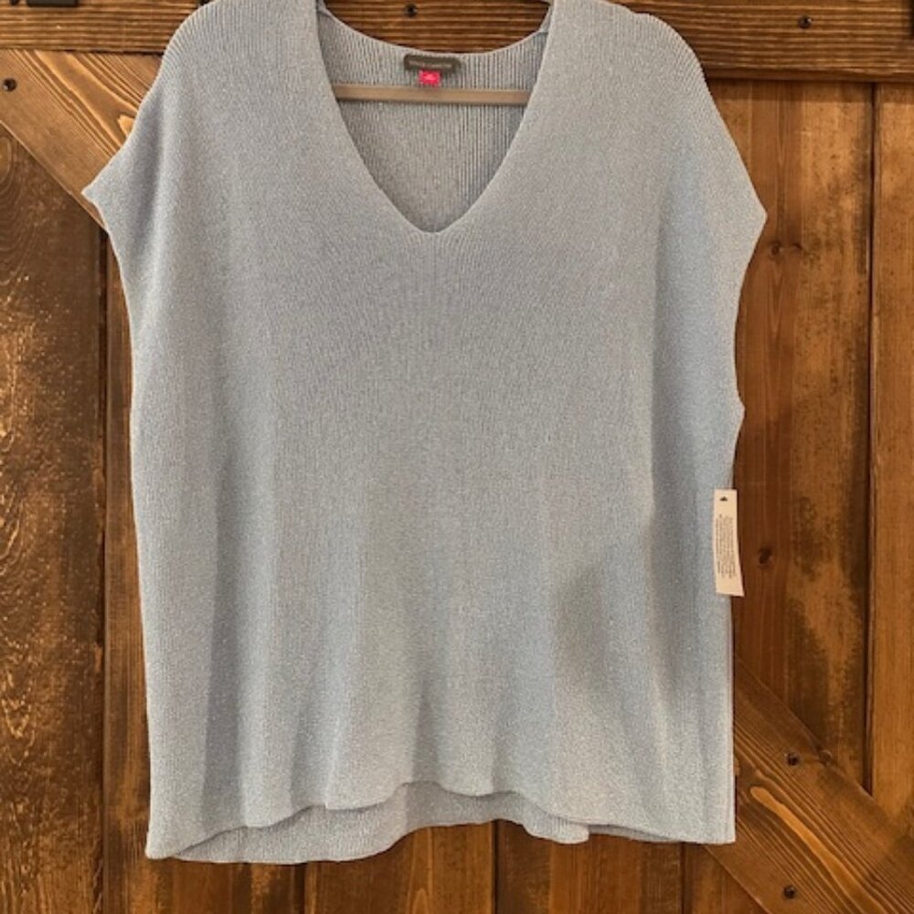 Vince Camuto Lightweight Knit Blue Shimmer Sweater, Cap Sleeves Womens 2X NWT